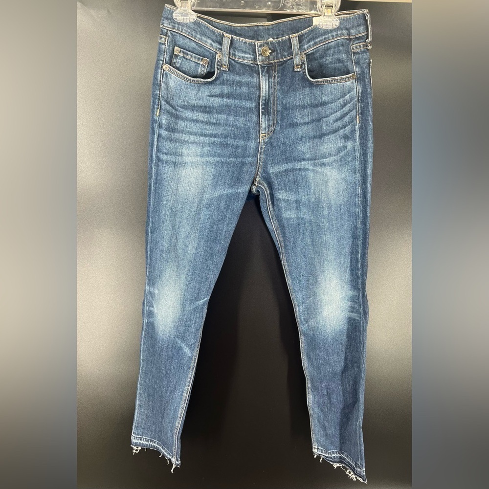 Rag & Bone 10 Inch Dre Denim Jeans In Bainbridge Wash Raw Hem Frayed Ankle 29 - Picture 3 of 11